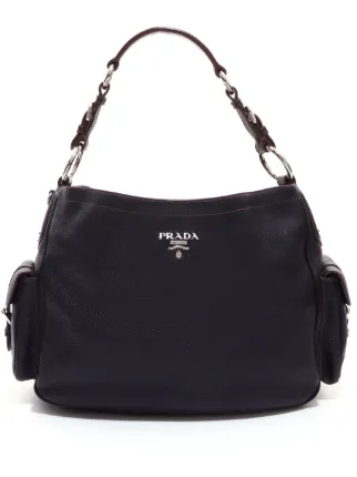 Prada Pre Owned Vitello Daino Leather Shoulder Bag Black FARFETCH UK