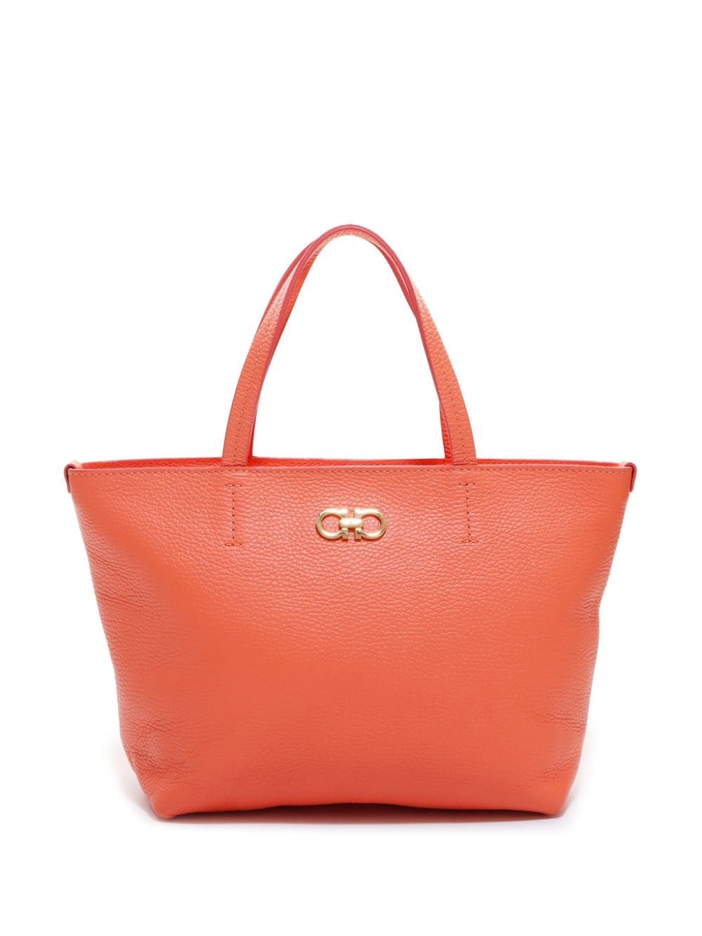 Pre-owned Ferragamo Gancino Leather Tote Bag In Orange