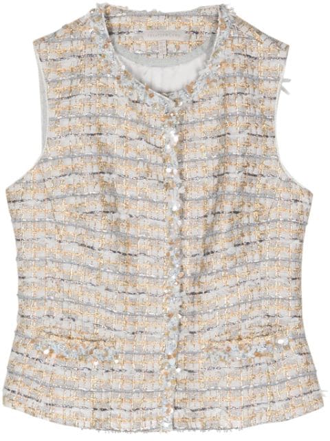 SHIATZY CHEN beaded-trim tweed vest