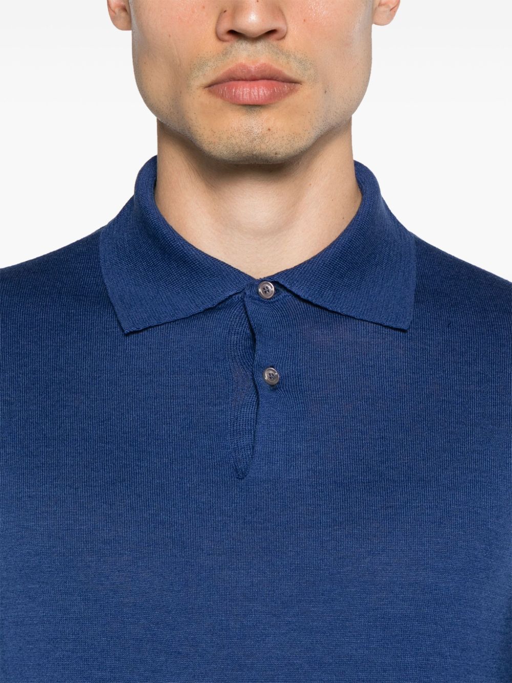 Shop Ballantyne Fine-knit Silk-blend Polo Shirt In Blau