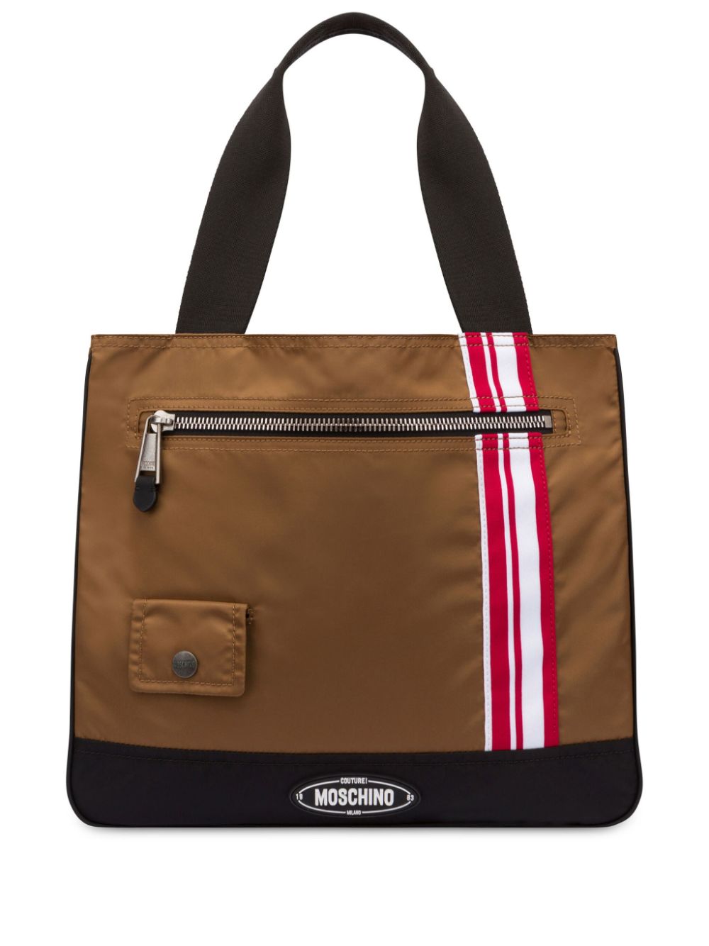 Moschino Logo-appliqué Tote Bag In Brown