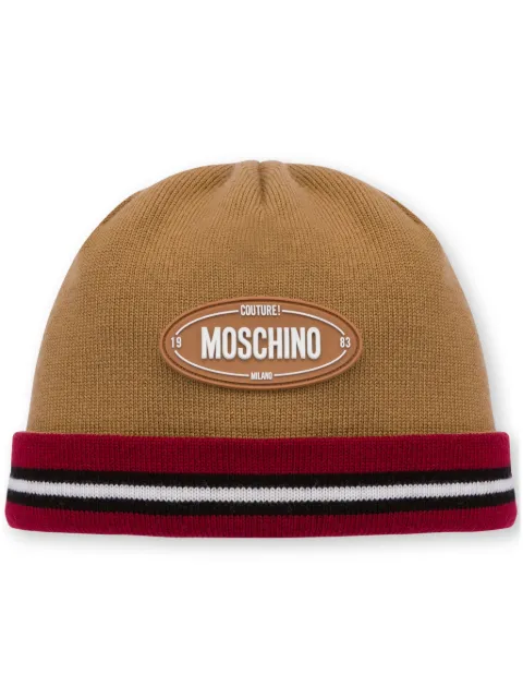 Moschino bonnet en laine vierge à patch logo