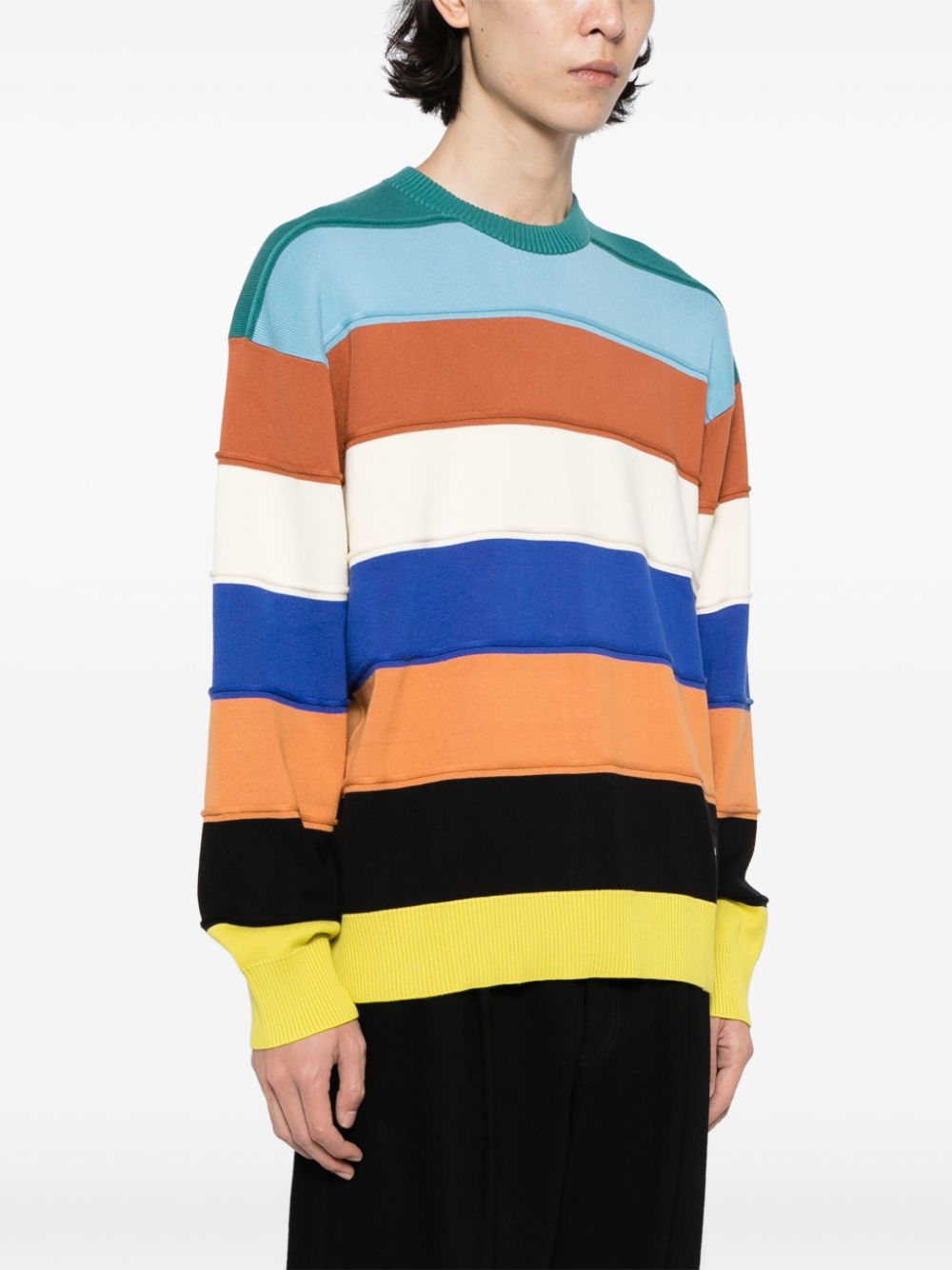 Shop Ps By Paul Smith Striped Organic Cotton Jumper In 褐色