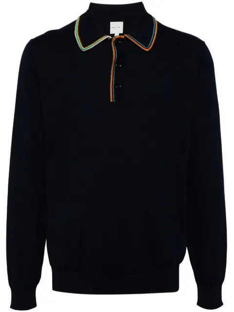 Paul Smith stripe-trim knitted polo shirt