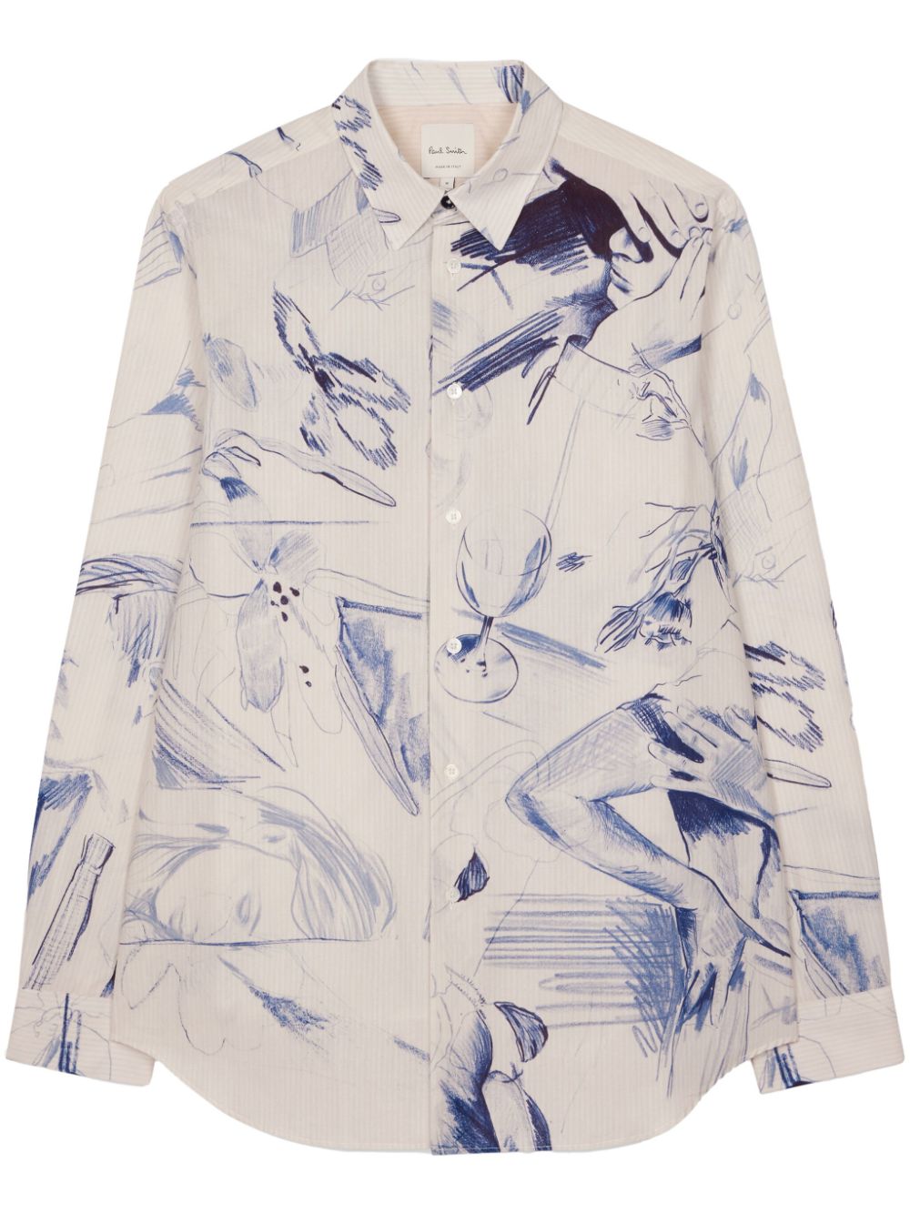 Paul Smith Sketchbook-print cotton shirt - Neutrals