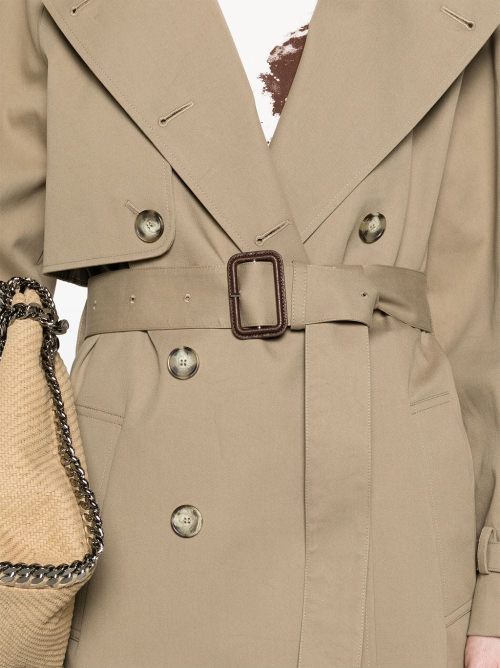 Shop Stella Mccartney Belted Cotton Trench Coat In Neutrals