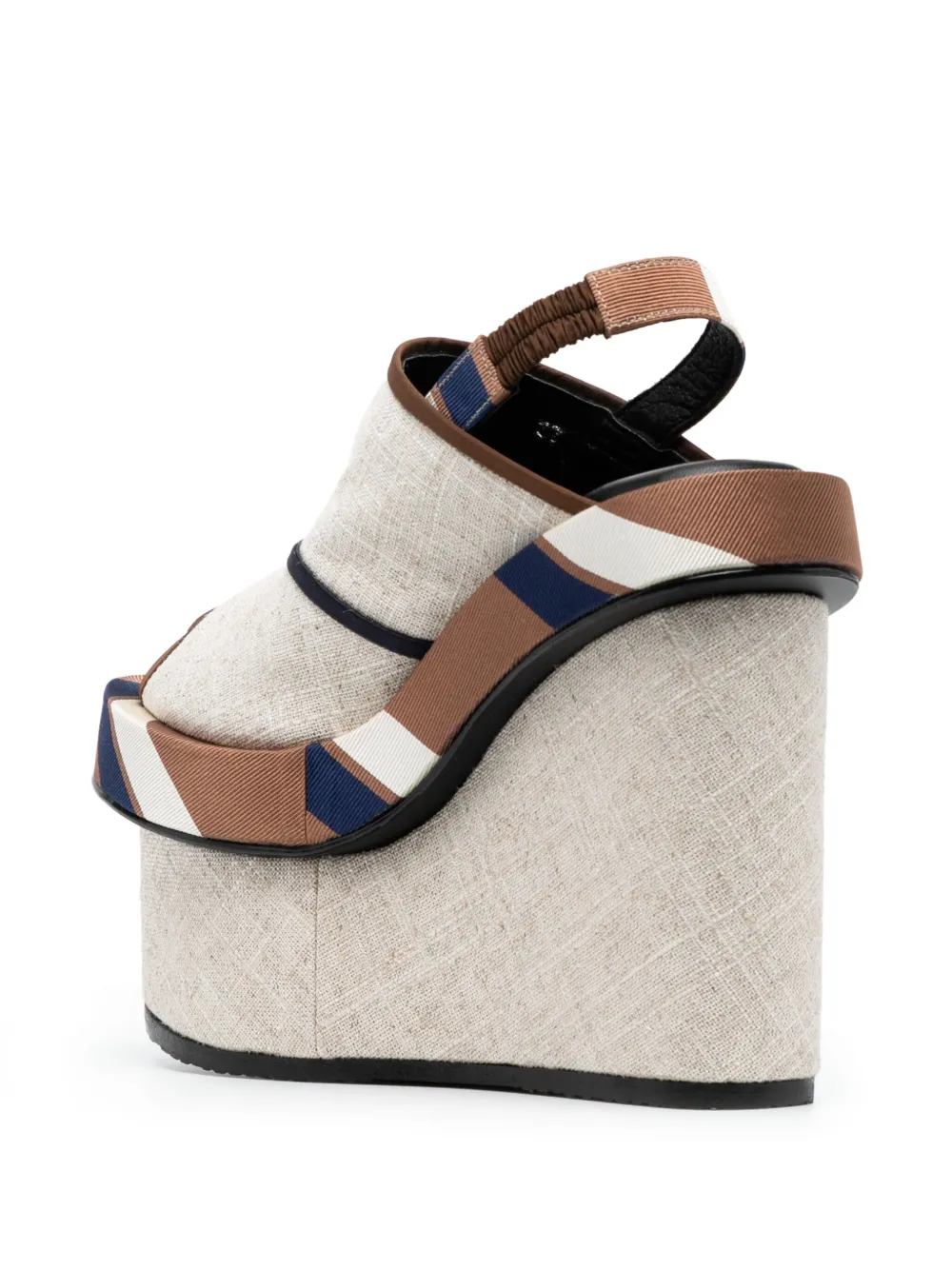 Shop Biyan Wedge Linen Sandals In Brown