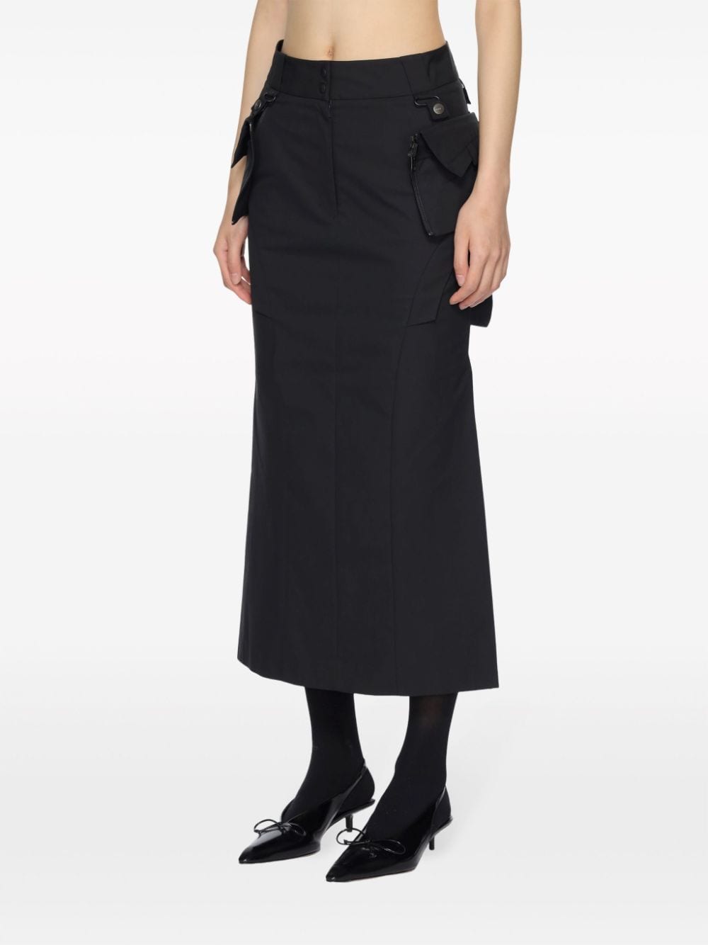 Shop Hyein Seo Convertible Cargo Maxi Skirt In Black