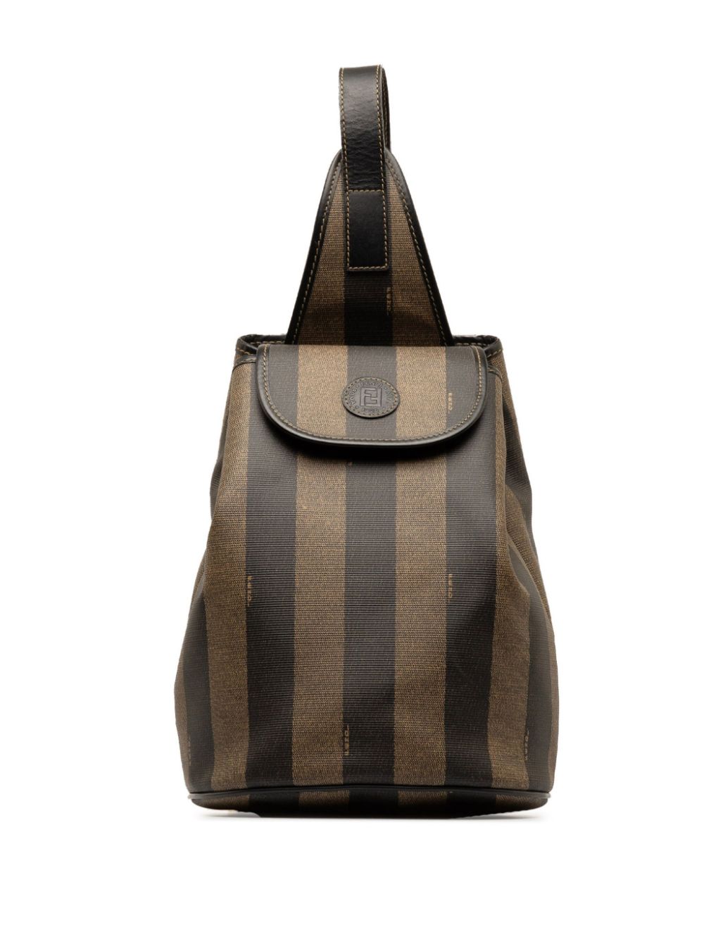 Pre-owned Fendi Pequin-stripe Crossbody Backpack In Brown