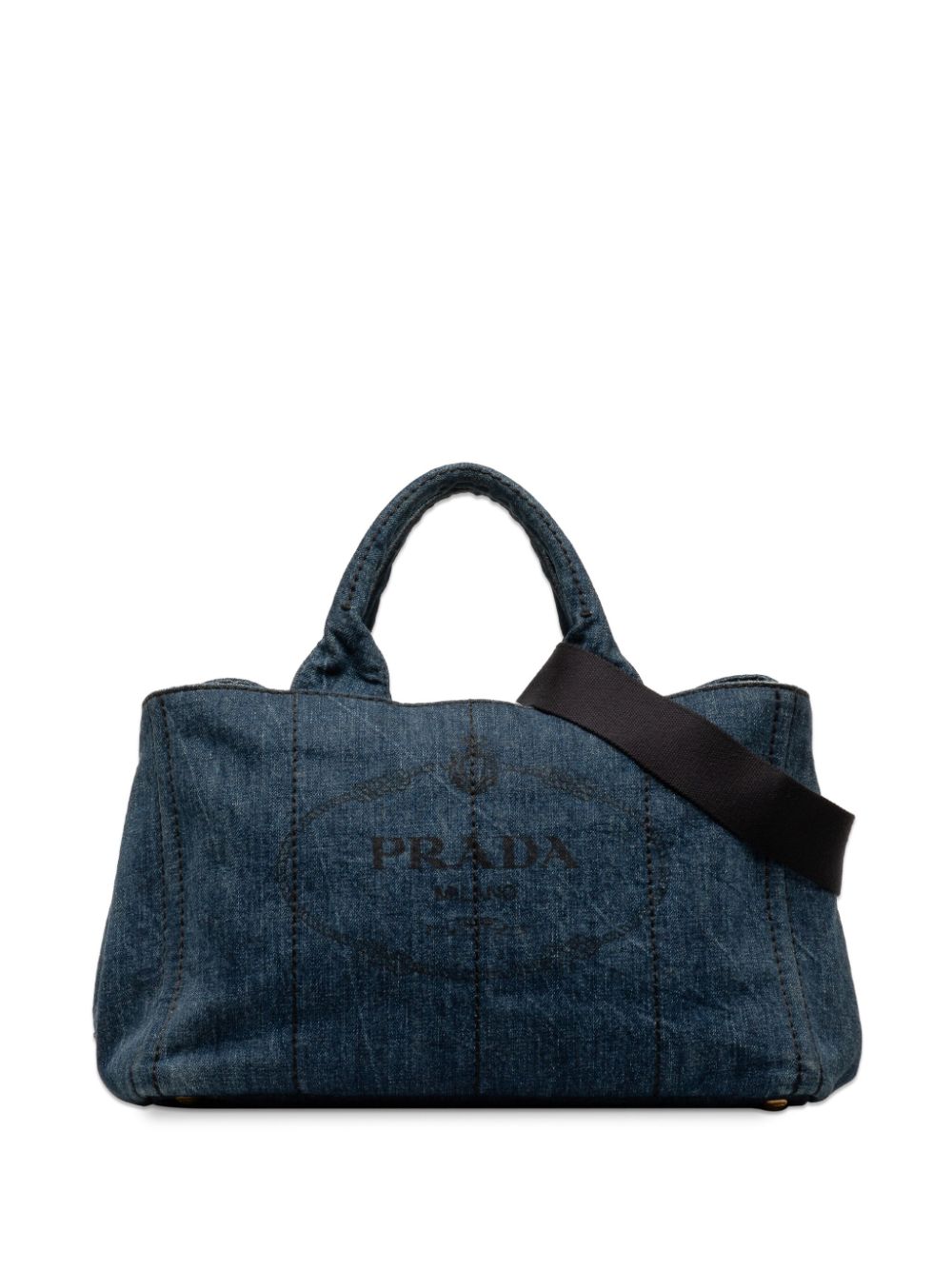 Pre-owned Prada 2000-2010 Canapa Denim Two-way Bag In Blue