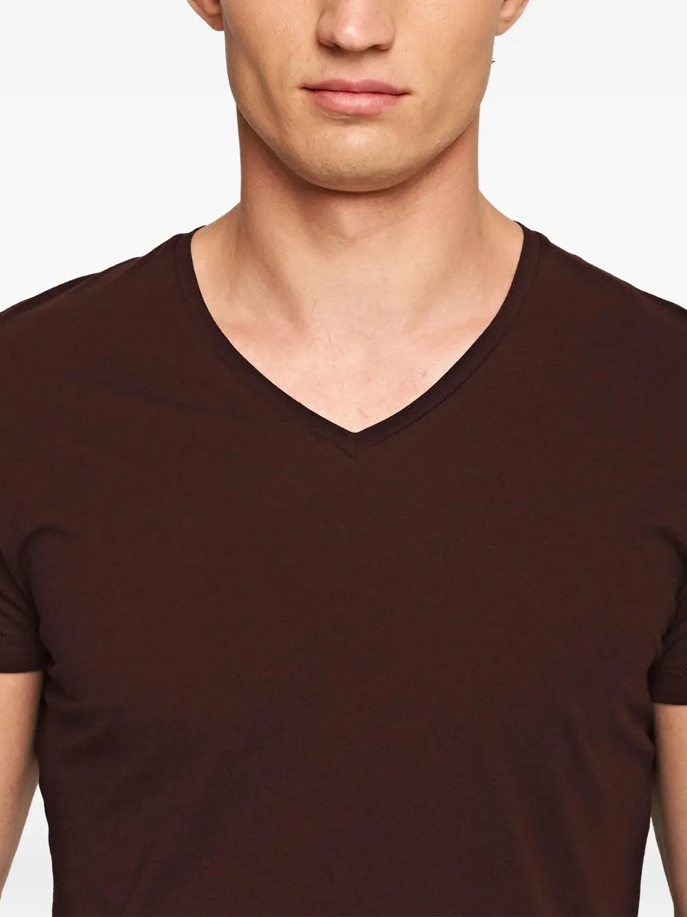 Orlebar Brown V-neck Cotton T-shirt In Red