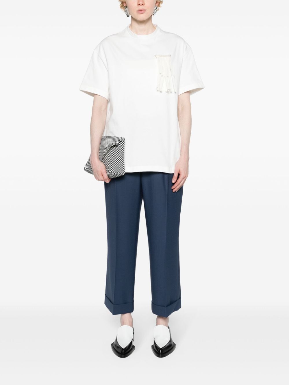 Shop Jil Sander Brooch-detailed Cotton T-shirt In White