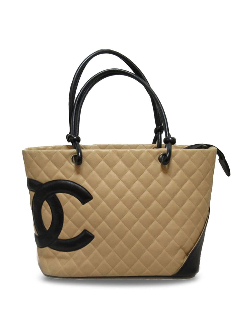 Pre-owned Chanel 2004-2005 Large Cambon Line Tote Bag In Neutrals