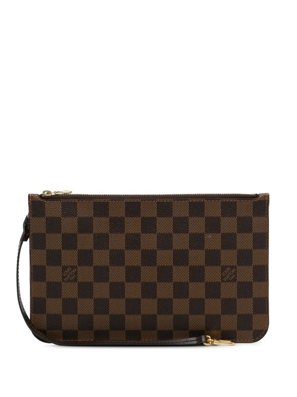 Pre-owned Louis Vuitton 2014 Damier Ebene Neverfull Mm Pouch In Brown