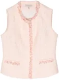 SHIATZY CHEN beaded-trim tweed vest - Pink