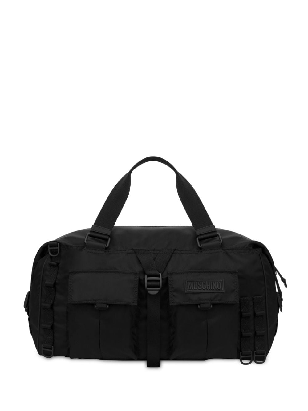 Moschino Logo-patch Duffle Bag In Black