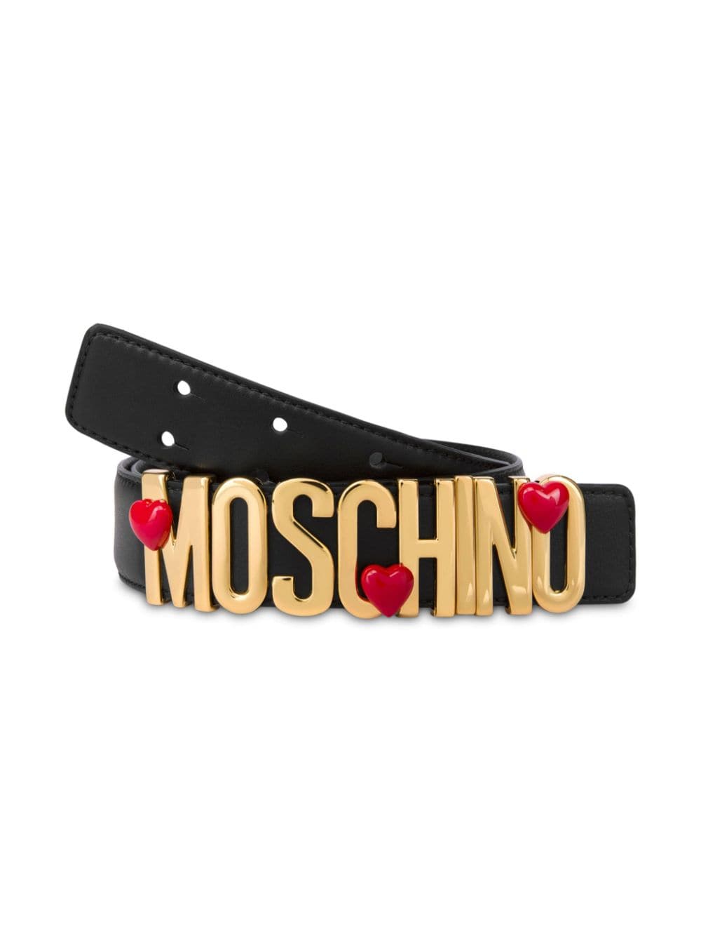Shop Moschino Logo-buckle Heart-motif Belt In Black