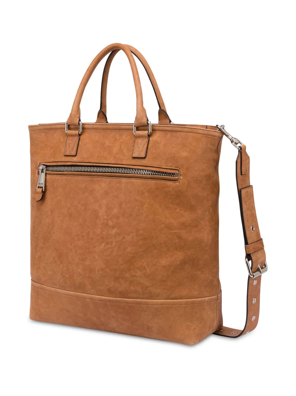 Moschino Suède shopper met logo applicatie Bruin