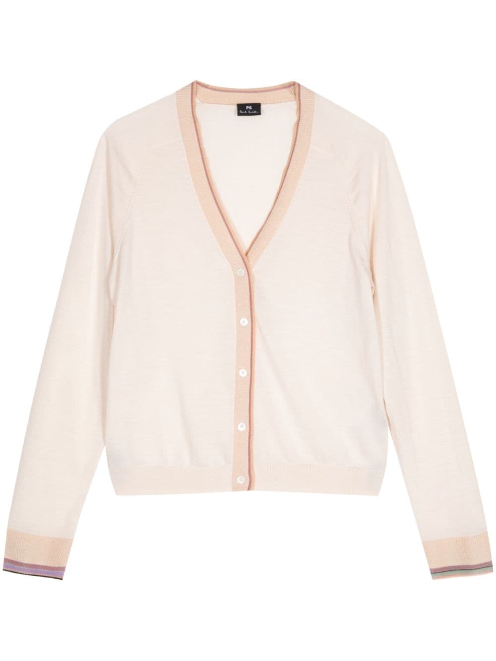 Ps By Paul Smith Stripe-trimmed Cardigan In Neutrals