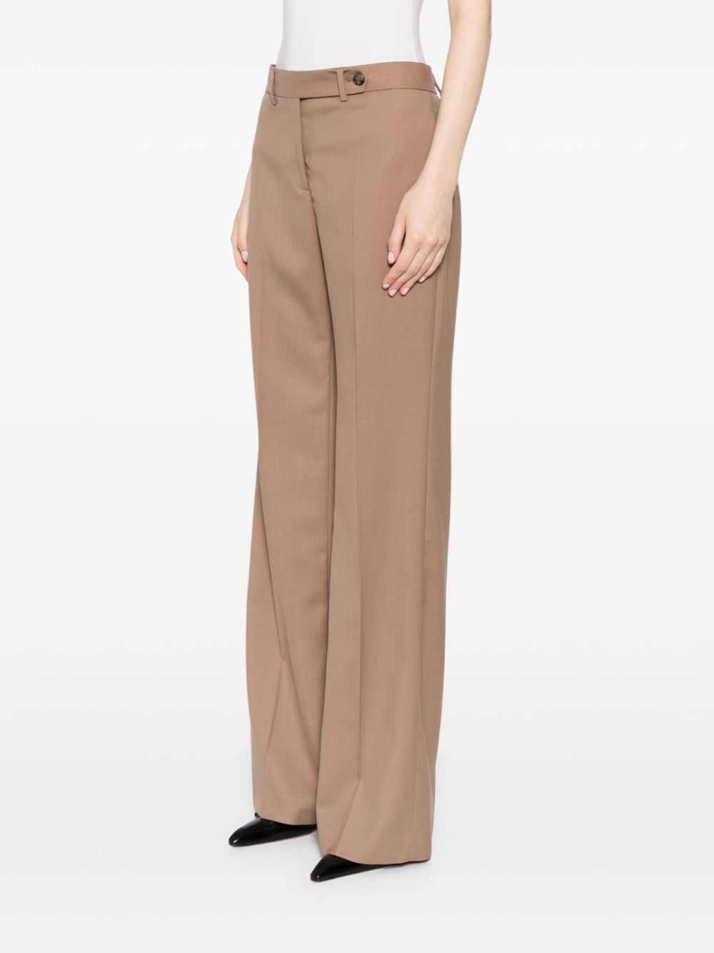 Shop Paul Smith Pressed-crease Wool Trousers In Brown