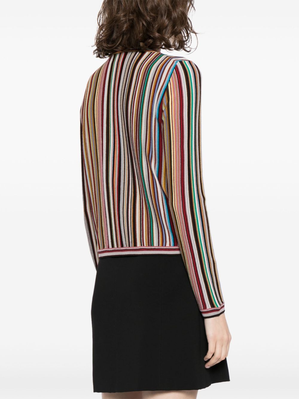 Shop Paul Smith Striped Virgin-wool Cardigan In 黑色