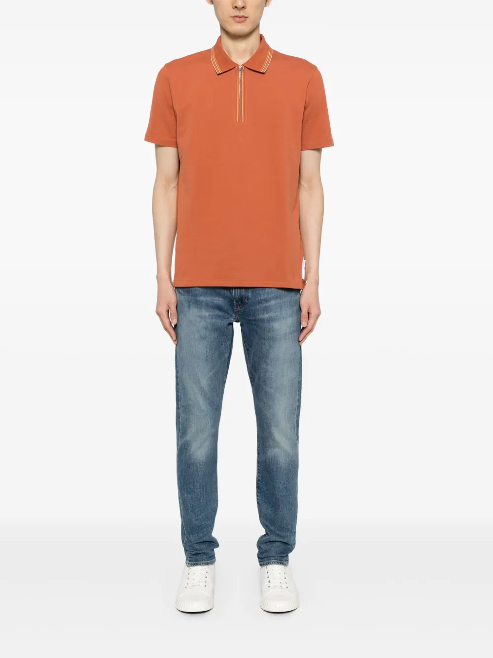 PS Paul Smith Gestreepte polo met rits - Beige