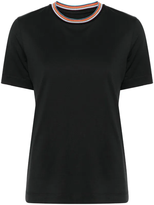 Paul Smith Contrast-trim Cotton T-shirt in Black