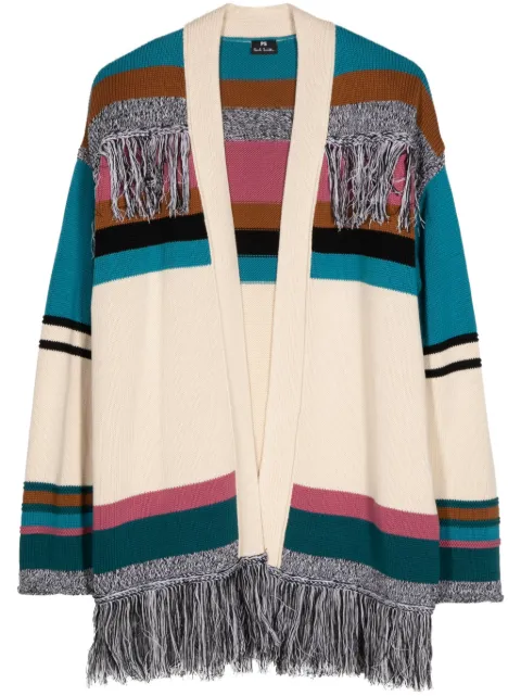 PS Paul Smith striped fringed cotton cardi-coat