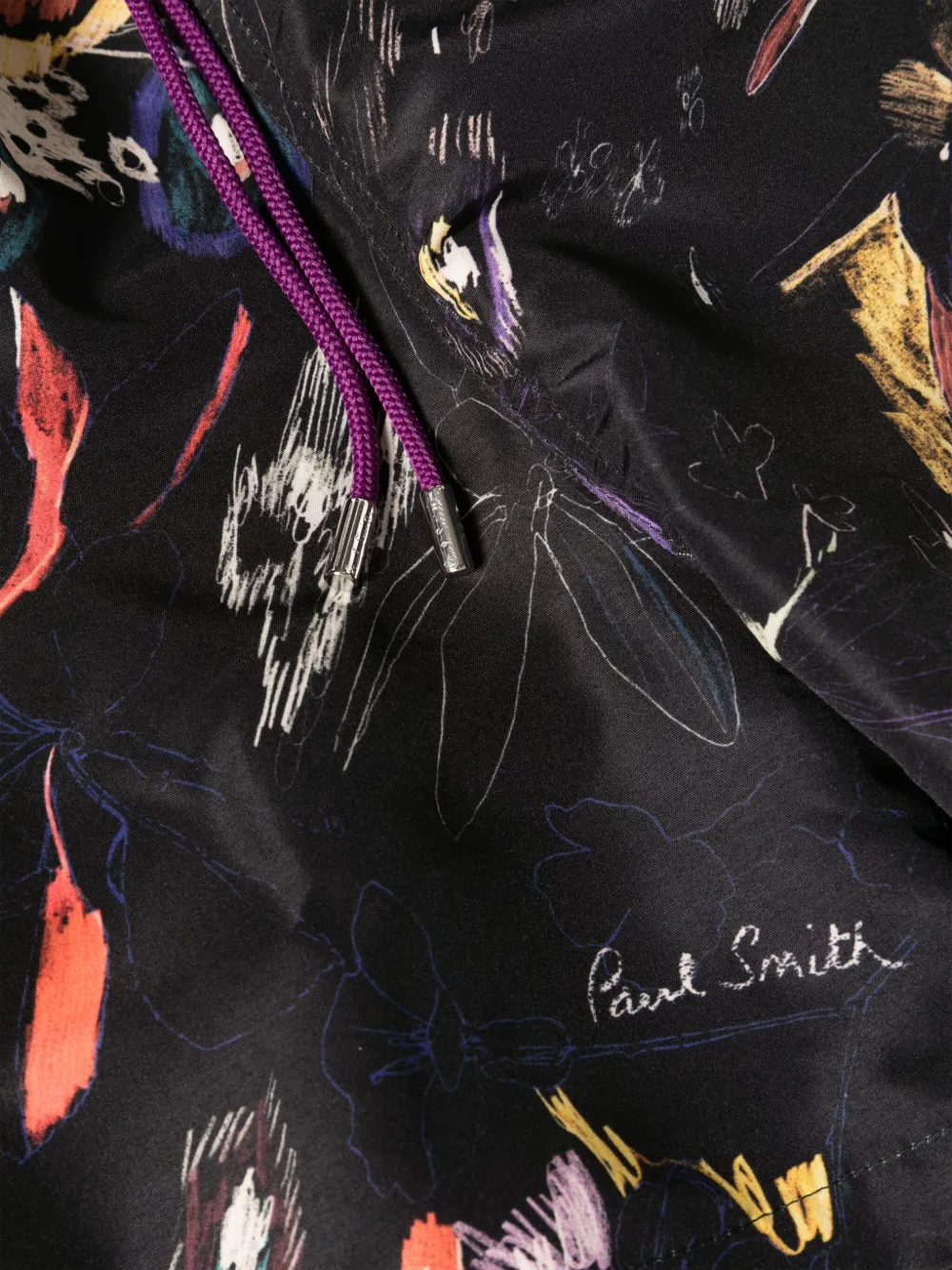 Shop Paul Smith Sketchbook Botanical Drawstring Swim Shorts In Black