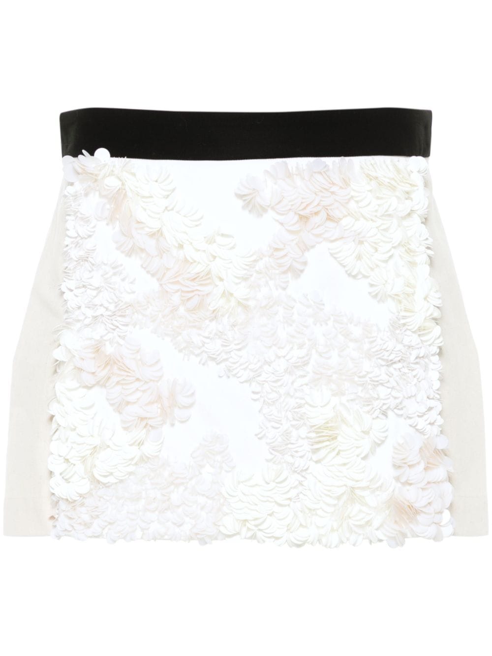 Shop Plan C Sequin-embellished Mini Skirt In Neutrals