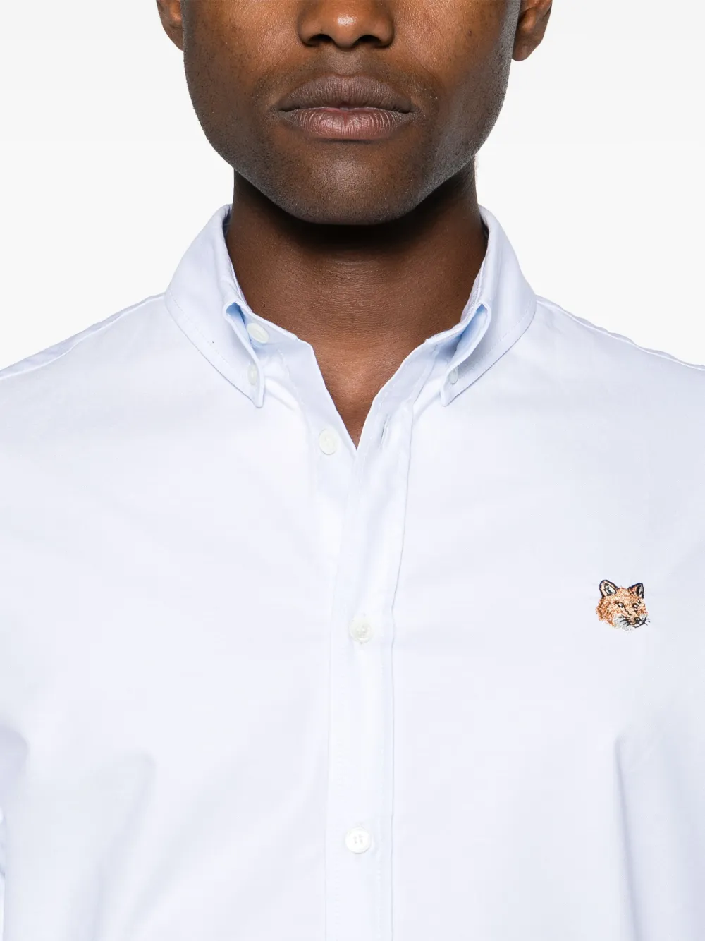 Shop Maison Kitsuné Fox-motif Cotton Shirt In Blau