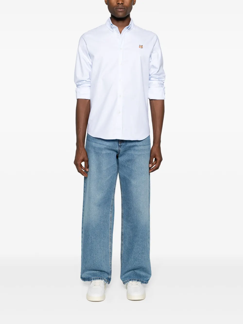 Maison Kitsuné fox-motif cotton shirt - Blauw