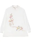 SHIATZY CHEN floral-embroidered split-neck jumper - Neutrals
