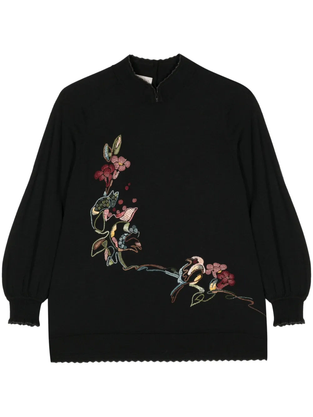 Shiatzy Chen Pullover Mit Blumenstickerei In Schwarz