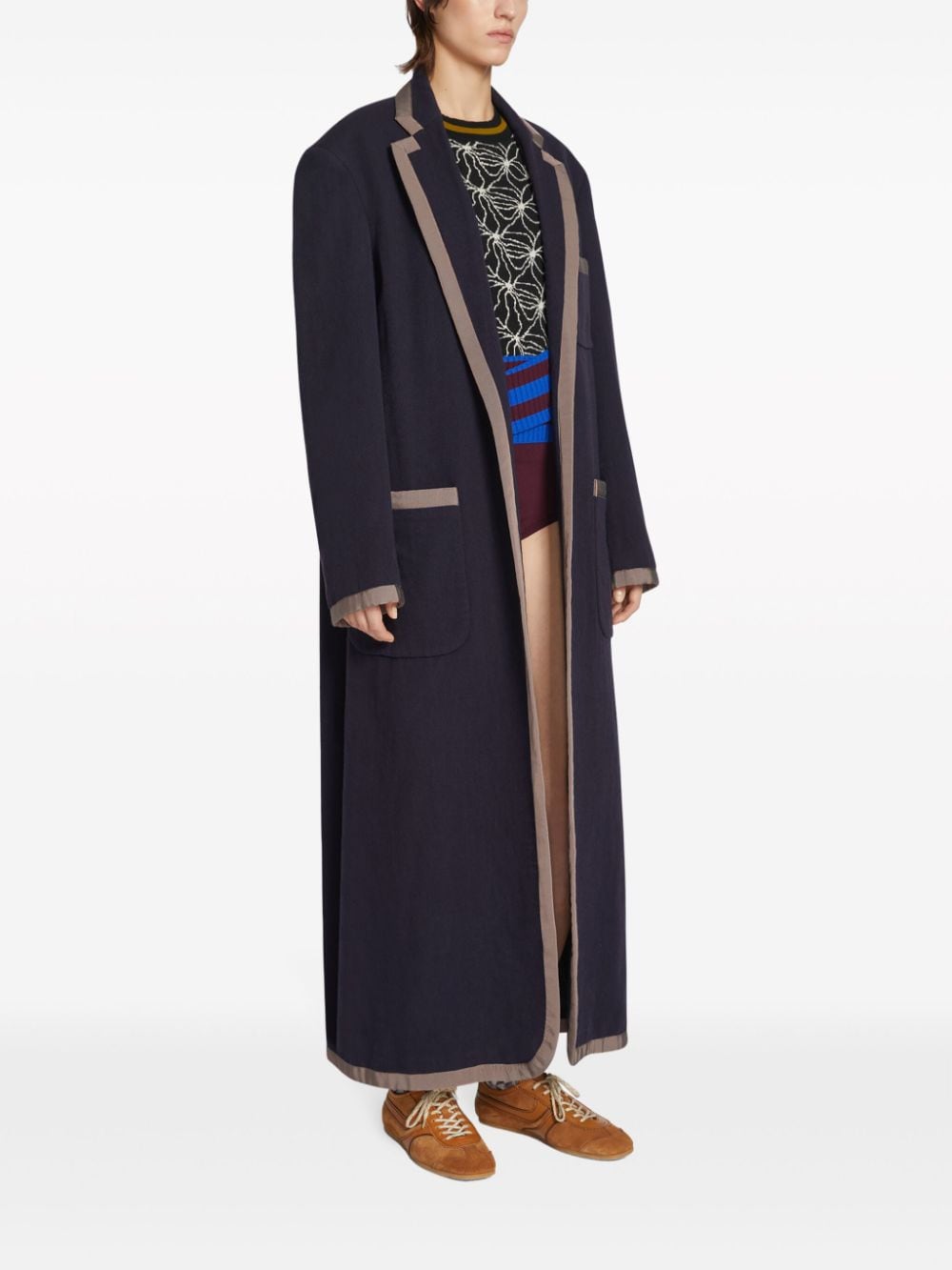 Shop Dries Van Noten Contrasting-border Single-breasted Coat In Blue