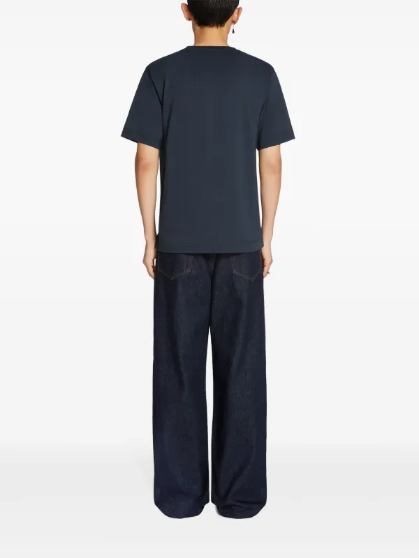 【関税込み】Dries Van Noten ブルー クルーネックTシャツ DRIES VAN NOTEN crew-neck Cotton T-shirt | Blue | FARFETCH