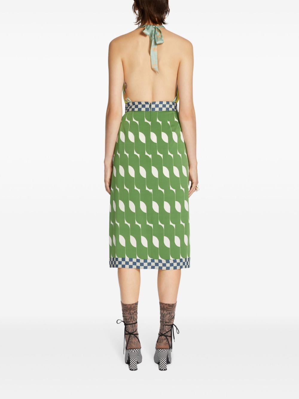 Shop Dries Van Noten Mix-print Halterneck Dress In Green