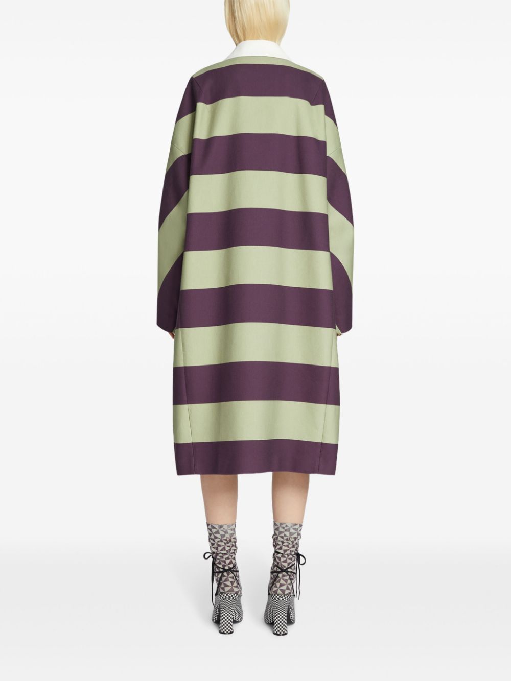 Shop Dries Van Noten Striped Cotton Coat In Green