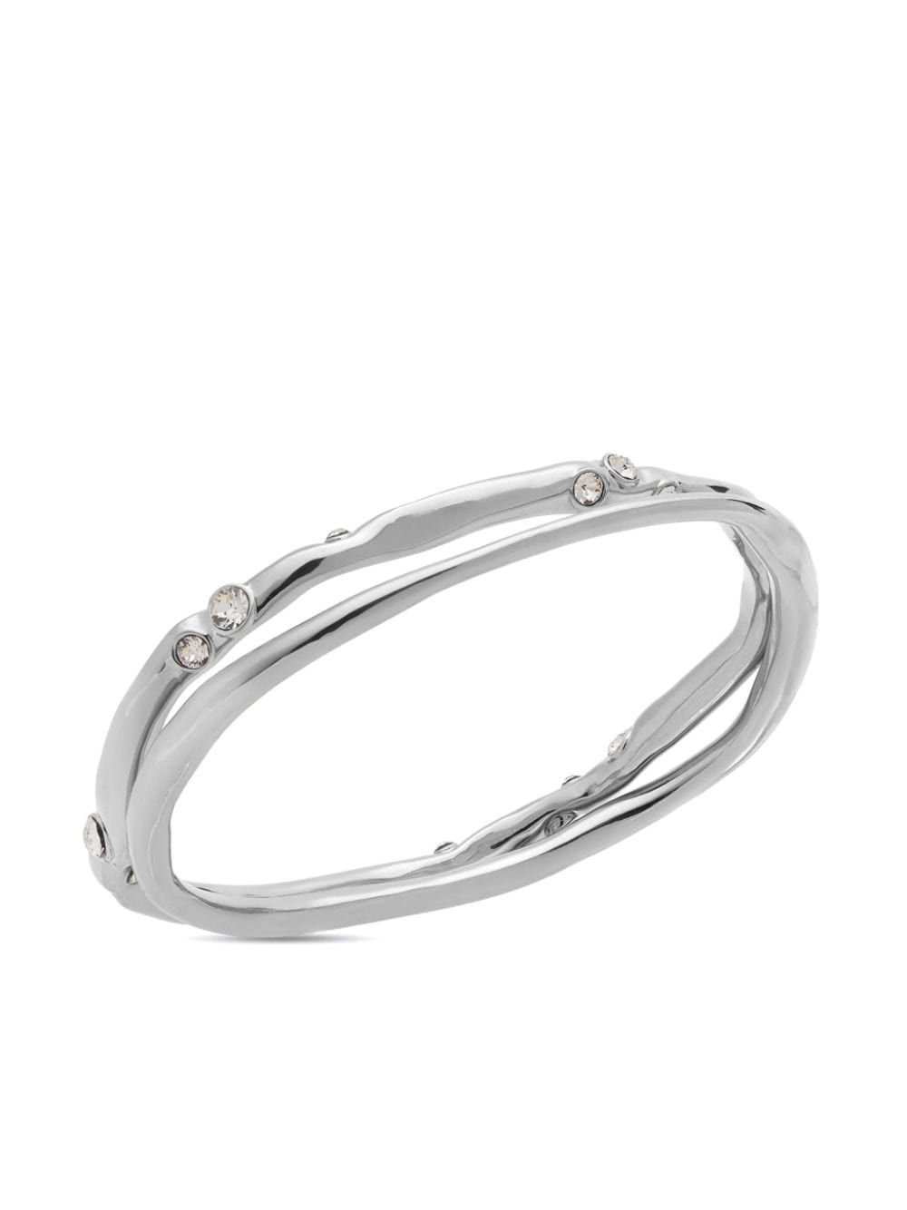 Shop Dries Van Noten Rhinestone-embellished Double Bracelet In Silver