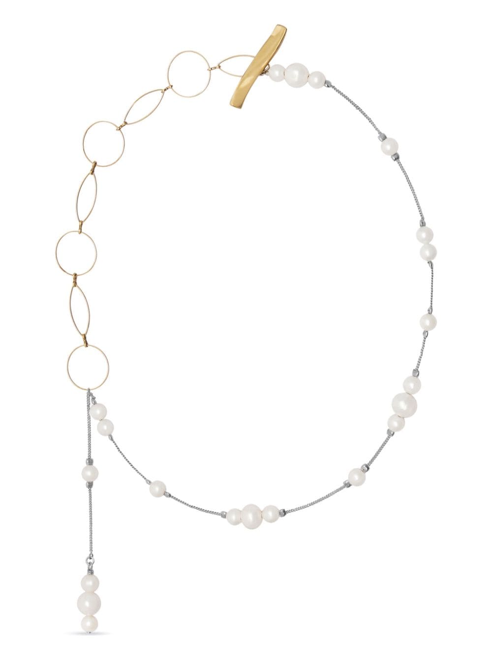 Dries Van Noten Asymmetric Chain Necklace In White