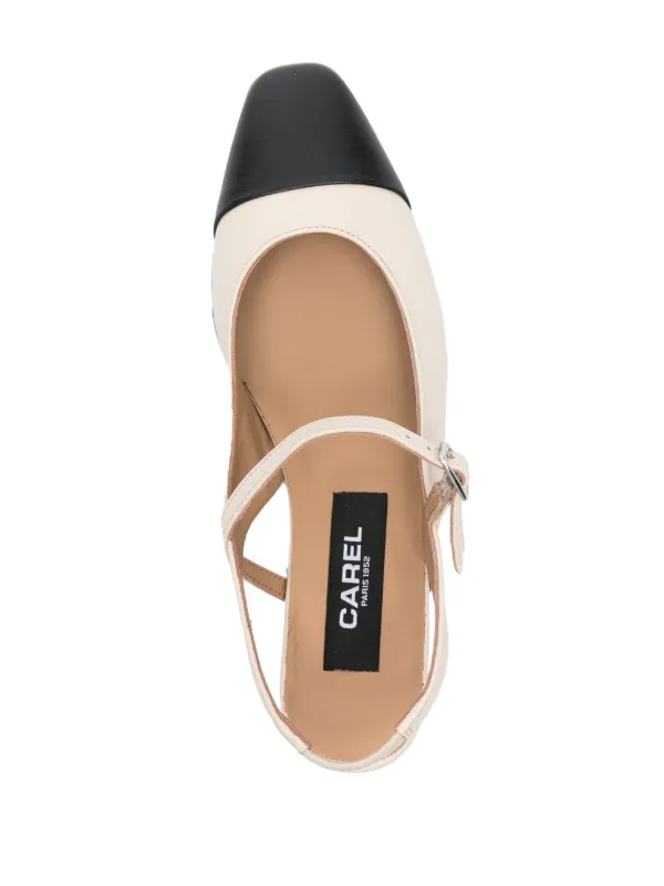 フラットシューズ Oceano Flat Shoes - Carel - Leather - Beige Carel Oceano Leather Slingback Flats Beige Carel Paris