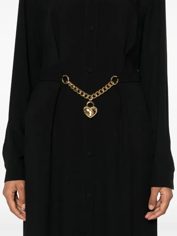 Moschino heart-padlock Belted Shirtdress | Black | FARFETCH