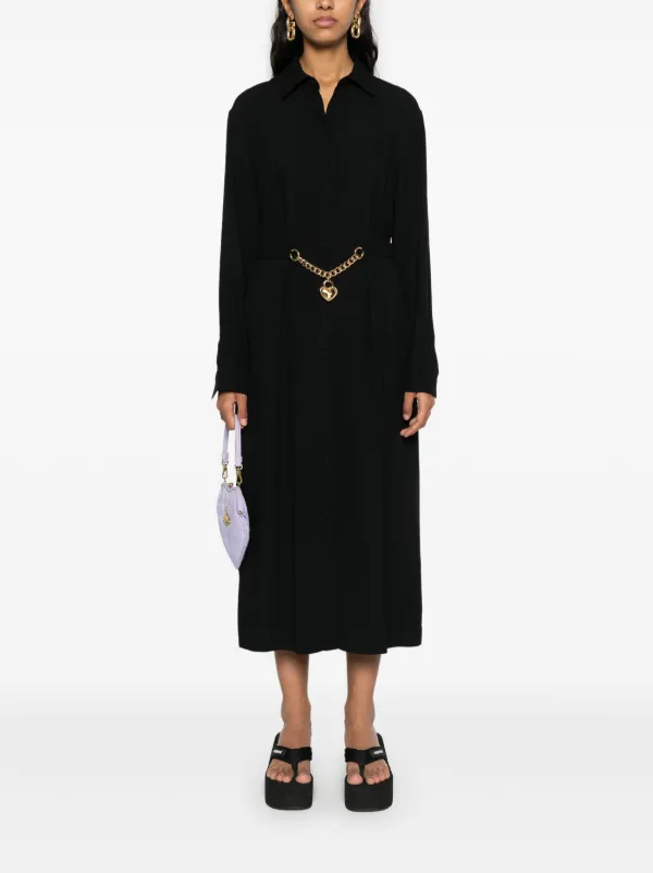 Moschino heart-padlock Belted Shirtdress | Black | FARFETCH