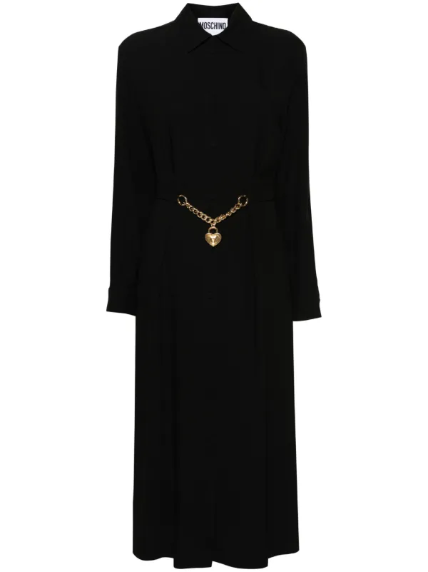 Moschino heart-padlock Belted Shirtdress | Black | FARFETCH