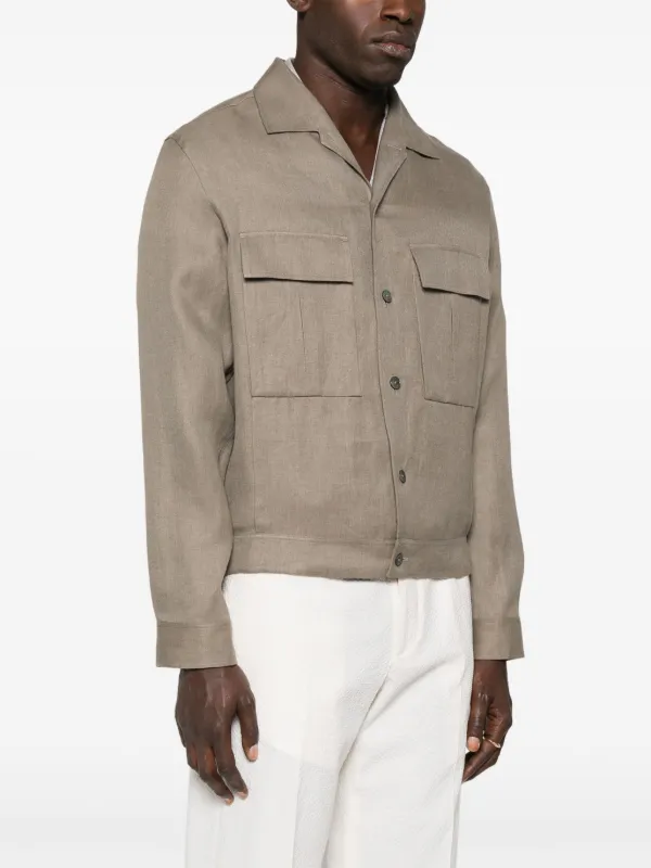 Zegna Oasi long-sleeve Linen Overshirt | Green | FARFETCH