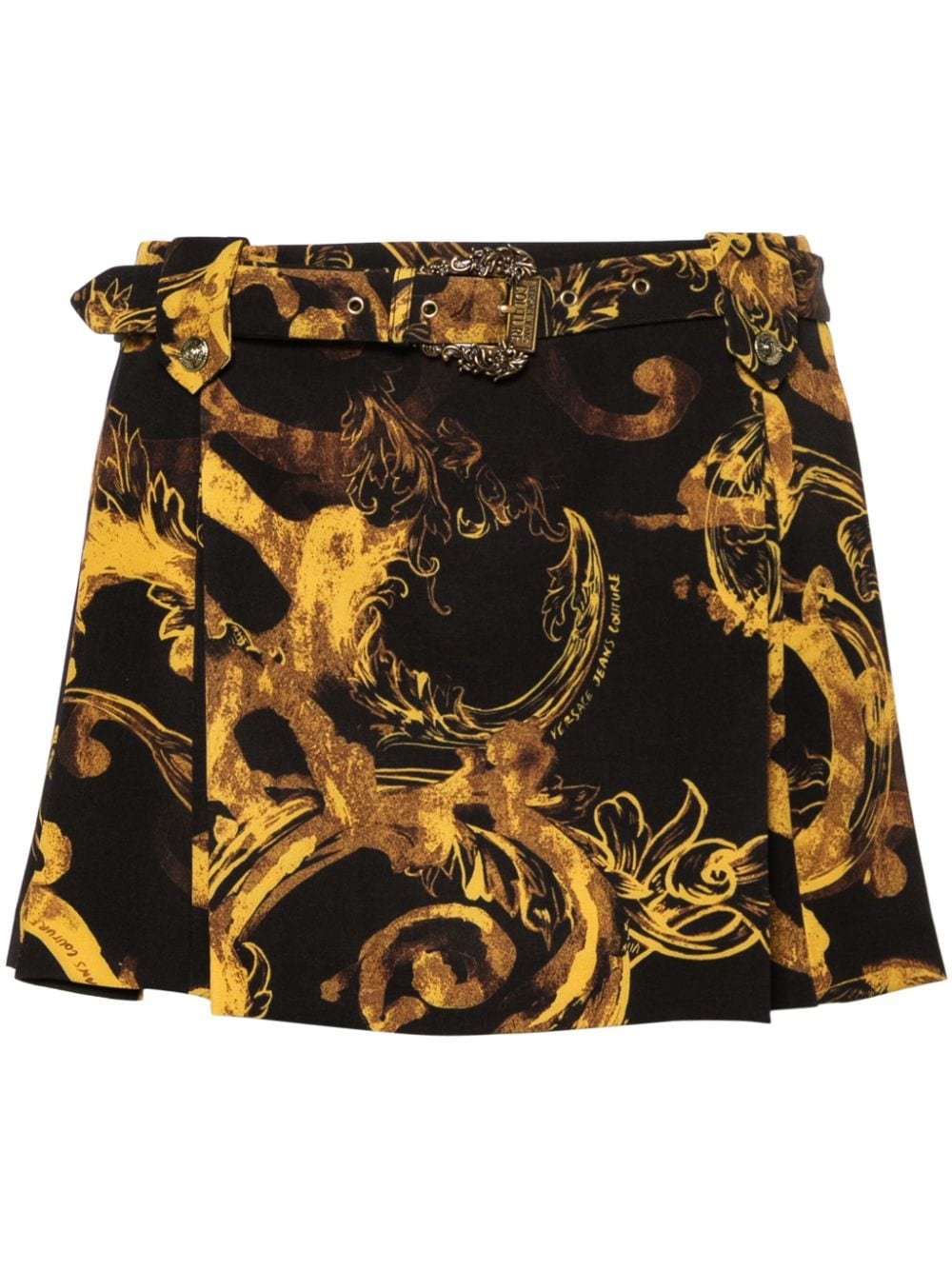 Versace Jeans Couture Watercolor Couture-print Mini Skirt In Black