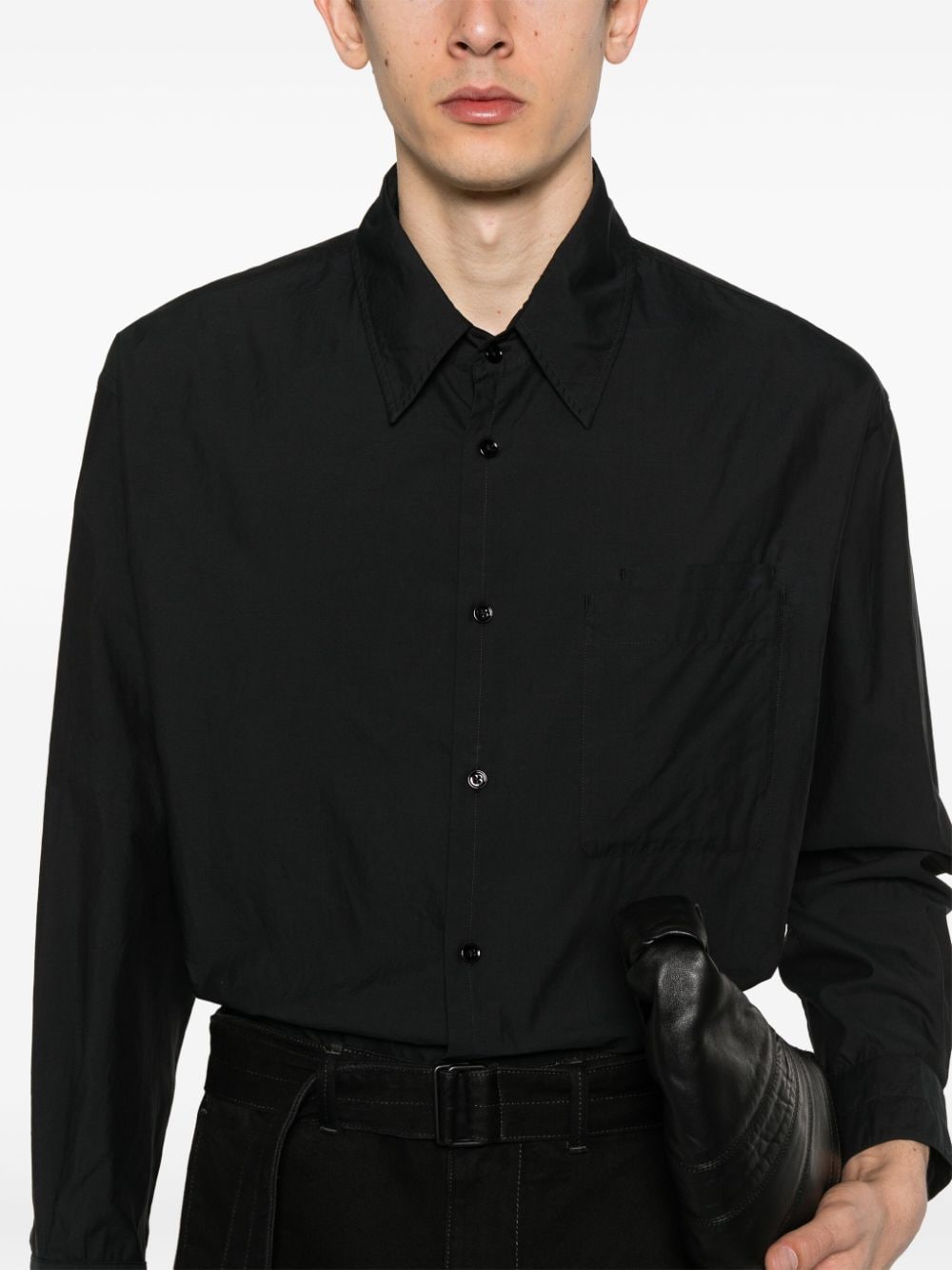 Shop Lemaire Double-pocket Shirt In Black