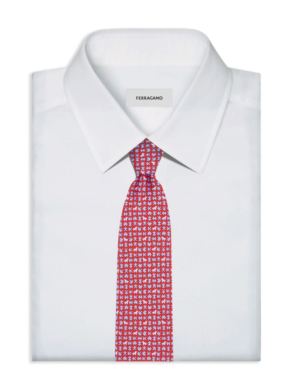 Shop Ferragamo Puzzle-print Silk Tie In Red