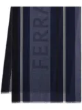 Ferragamo maxi-striped jacquard stole - Blue