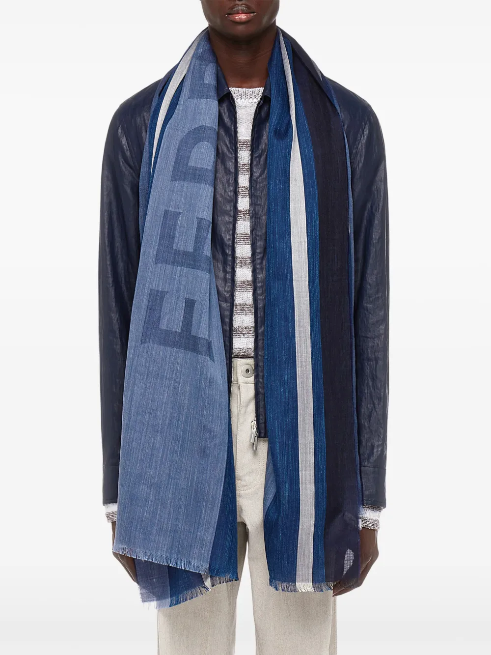 Ferragamo Stola met jacquard maxi-strepen Blauw